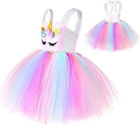 img 1 attached to 🎀 Toddler Girls Sequin Princess Tutu and Birthday Headband Set - Ages 2-3
