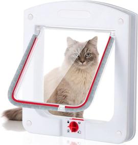 img 4 attached to 🐈 Premium Weatherproof Cat Flap Door: 4-Way Rotary Lock Pet Door for Interior and Exterior Use - Easy Installation, Upgraded Version 8 x 8.6 Inches