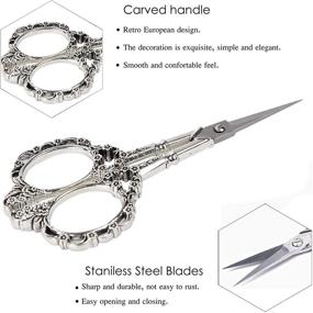 img 2 attached to 🌸 BIHRTC Vintage European Style Plum Blossom Scissors: Perfect for Embroidery, Sewing, Craft, Artwork, and Everyday Use (Silver)