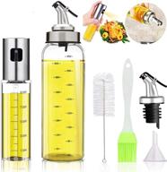 🍶 17oz lead-free glass oil bottle dispenser set, with drip-free spout, stainless steel bbq, salad, kitchen baking, roasting, frying - ideal for olive oil spraying and cooking logo