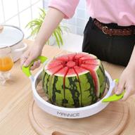 🍉 premium stainless steel watermelon slicer with comfort silicone handle - extra large fruit slicer cutter corer for cantaloupe, honeydew, pineapple & round melons - as seen on tv (green, large) logo