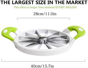 img 2 attached to 🍉 Premium Stainless Steel Watermelon Slicer with Comfort Silicone Handle - Extra Large Fruit Slicer Cutter Corer for Cantaloupe, Honeydew, Pineapple & Round Melons - As Seen On TV (Green, Large)