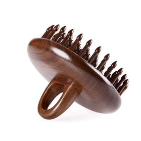 img 3 attached to TAN MUJIANG Natural Wood Hair Comb for Women and Men with Rounded Shape for Scalp Massage and Inserted Teeth