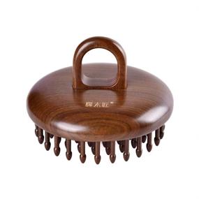 img 4 attached to TAN MUJIANG Natural Wood Hair Comb for Women and Men with Rounded Shape for Scalp Massage and Inserted Teeth