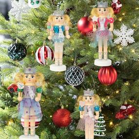 img 2 attached to 🎄 FUNPENY 5" Christmas Decorative Nutcracker Set: Glitter Queen Ballet Dancer, Handmade Traditional Wood Nutcracker - Festive Tabletop Christmas Decorations (Set of 4)