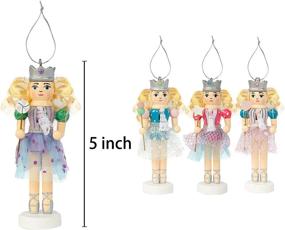 img 3 attached to 🎄 FUNPENY 5" Christmas Decorative Nutcracker Set: Glitter Queen Ballet Dancer, Handmade Traditional Wood Nutcracker - Festive Tabletop Christmas Decorations (Set of 4)