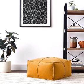 img 1 attached to 🌟 Stylish and Versatile: Creative Co-Op Square Cotton Velvet Pouf in Goldenrod