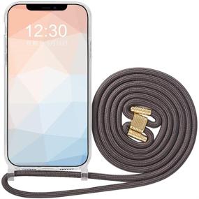 img 4 attached to Omorro For IPhone 8 Plus/7 Plus Clear Case Adjustable Crossbody Lanyard With Neck Strap For Girls Women Girly Transparent Thin Slim Flexible Soft TPU Gel Frame PC Back Shockproof Protective Case Gray