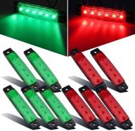 🚤 partsam 10pcs 3.8" boat navigation strip lights 6led, thin-line led side marker indicators light lamp, marine led utility strip lights, waterproof 12v surface mount (5 red + 5 green) logo