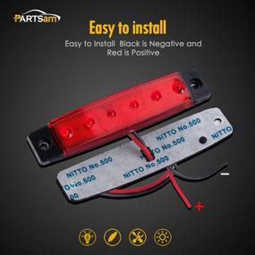 img 2 attached to 🚤 Части Partsam 10 шт. 3.8 " Светильники для полосовой навигации лодок 6LED, тонкие светодиодные боковые маркеры индикаторов, светодиодные светильники для морского использования, водонепроницаемые 12V для наружного монтажа (5 красных + 5 зеленых)