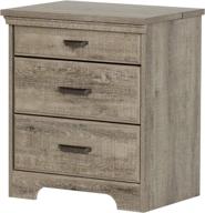 🌙 versa nightstand by south shore with 2 storage drawers and built-in charging station in weathered oak логотип