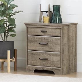 img 2 attached to 🌙 Versa Nightstand by South Shore with 2 Storage Drawers and Built-in Charging Station in Weathered Oak