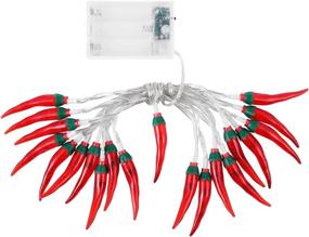 img 4 attached to OSALADI Chili String Lights - Battery Operated 3 Meters with 20 LED Red Pepper Lights - String of LED Pepper Lamps for Patio, Balcony, Deck, Fence