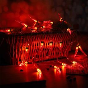 img 2 attached to OSALADI Chili String Lights - Battery Operated 3 Meters with 20 LED Red Pepper Lights - String of LED Pepper Lamps for Patio, Balcony, Deck, Fence