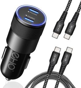 img 4 attached to 🔌 Power Up On-the-Go: 45W 2-Port USB C Car Charger for iPhone 13/12 Pro and Galaxy S21, with 2 USB C to C Cables Included