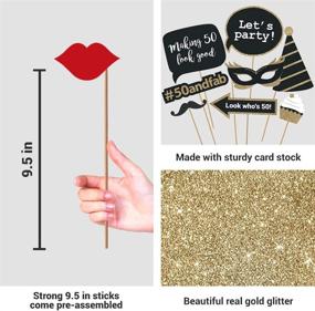 img 2 attached to 🎉 Wow your guests with Fully Assembled 50th Birthday Photo Booth Props! Set of 30 Black & Gold Selfie Signs - Premium 50th Party Supplies & Decorations with Real Glitter. No DIY Hassles!