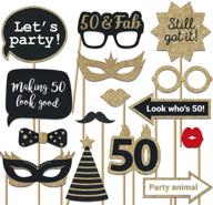 🎉 wow your guests with fully assembled 50th birthday photo booth props! set of 30 black & gold selfie signs - premium 50th party supplies & decorations with real glitter. no diy hassles! logo