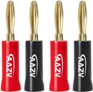 🍌 premium aazv banana plugs: 24k gold plated speaker wire connectors for home theater and sound systems - 2 pairs/4 pcs logo