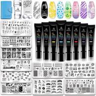 🌸 complete biutee nail stamping gel kit - 8pcs plates, 10pcs polish gels, templates, scraper, storage bag, double-headed stamper with silicone heads - leaves, flowers, animals design logo