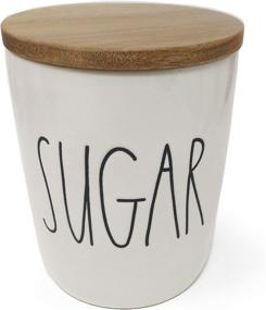 img 2 attached to 🍚 Rae Dunn by Magenta Large Letter Canister - Small Size with Wood Lid for Sugar (SUGAR CANISTER)