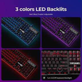 img 1 attached to 🎮 DBPOWER Gaming Keyboard: 3 Colors Breathing LED Backlit, Mechanical Feeling, Water-Resistant - Perfect for PC Gaming, Work, and Laptop Use!