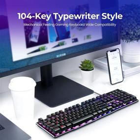 img 3 attached to 🎮 DBPOWER Gaming Keyboard: 3 Colors Breathing LED Backlit, Mechanical Feeling, Water-Resistant - Perfect for PC Gaming, Work, and Laptop Use!