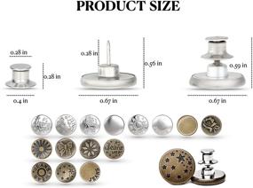 img 3 attached to 👖 15 Pcs Metal Button Pins for Jeans, Instant Install Replacement Jean Buttons 17mm, Heavy Duty No Sew Buttons Kit with Various Styles for Jeans Pants Skinny Jeggings - No Tools Needed