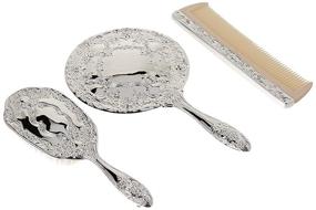 img 1 attached to 💫 Sparkle and Shine with our 3-Piece Silver Chrome Girls Vanity Set: Comb, Brush, Mirror