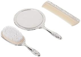 img 2 attached to 💫 Sparkle and Shine with our 3-Piece Silver Chrome Girls Vanity Set: Comb, Brush, Mirror