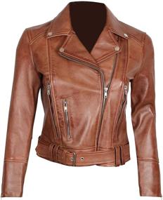 img 4 attached to 🏾 Decrum Women's Leather Jacket for Black Women - Stylish Clothing