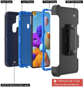 img 2 attached to 📱 Samsung Galaxy A21S Case - Heavy Duty Shockproof Armor Cover with Belt Clip Holster in Navy Blue for Samsung Galaxy A21S Phone