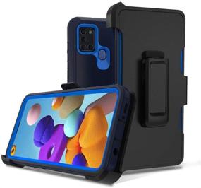 img 4 attached to 📱 Samsung Galaxy A21S Case - Heavy Duty Shockproof Armor Cover with Belt Clip Holster in Navy Blue for Samsung Galaxy A21S Phone