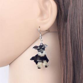 img 3 attached to 🐾 Schnauzer Lover's Delight: DUOWEI Acrylic Schnauzer Earrings for Girls' Jewelry Collection