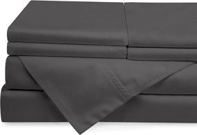 img 4 attached to 🛏️ Five Elements 1000 TC Egyptian Cotton Bed Sheets - Queen Dark Grey, Luxury Collection