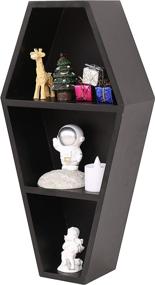 img 3 attached to 🖤 Gothic Room Decor: U/D Coffin Shelf Coffin Bookshelf for Witchy Gifts & Skull Wall Decor