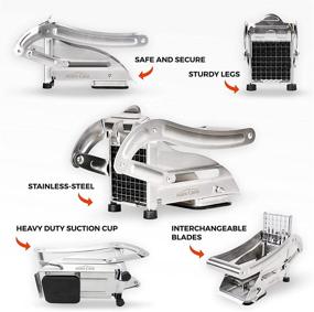 img 2 attached to 🍟 Avant Casa French Fry Cutter: 2 Stainless Steel Blade Set with Bonus Vegetable Peeler and Crinkle Cutter Slicer – Ideal for Potatoes, Carrots, and Cucumbers