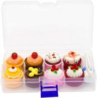 🍰 auear cute travel contact lens case kit - eye care portable container holder storage box (4 pack) with cake cream pattern logo