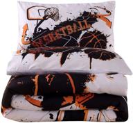 🏀 htgroce magic basketball comforter set twin, 2 piece super soft microfiber bedding, all-season reversible quilted duvet for kids – includes 1 comforter, 1 pillow sham, white logo