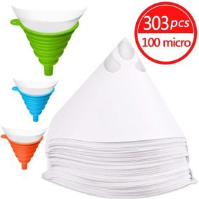img 4 attached to 🖌️ JANYUN 300 Pcs Nylon Mesh Paint Strainer Filters with Silicone Funnel Filters (1)