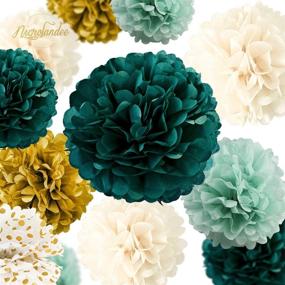 img 3 attached to 🎉 NICROLANDEE Wedding Party Decorations - 12 PCS Green Ivory Tissue Paper Pom Poms: Perfect for Neutral Baby Shower, Vintage Party, Birthday, Bridal Showers, Rustic Wedding Decorations