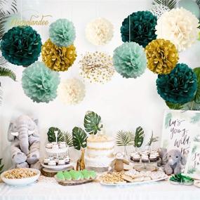 img 1 attached to 🎉 NICROLANDEE Wedding Party Decorations - 12 PCS Green Ivory Tissue Paper Pom Poms: Perfect for Neutral Baby Shower, Vintage Party, Birthday, Bridal Showers, Rustic Wedding Decorations