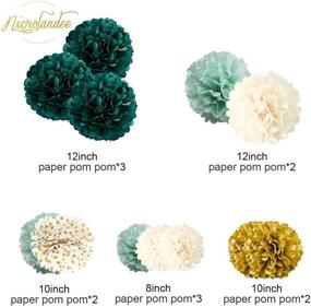 img 2 attached to 🎉 NICROLANDEE Wedding Party Decorations - 12 PCS Green Ivory Tissue Paper Pom Poms: Perfect for Neutral Baby Shower, Vintage Party, Birthday, Bridal Showers, Rustic Wedding Decorations