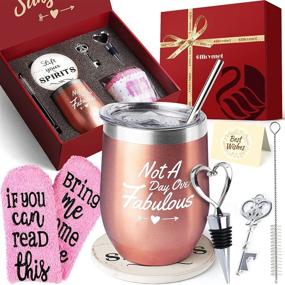 img 4 attached to 🎁 Wine Tumbler Gift Set for Women - Perfect Birthday, Christmas, Mother's Day & Valentine's Day Gift - Thank You Gifts for Her