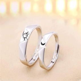 img 2 attached to 🌞 Beydodo 925 Silver Rings - Personalized Adjustable Sun and Moon Couple's Rings Engraved with 'I Love You' - Ideal for Wedding