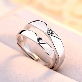 img 3 attached to 🌞 Beydodo 925 Silver Rings - Personalized Adjustable Sun and Moon Couple's Rings Engraved with 'I Love You' - Ideal for Wedding