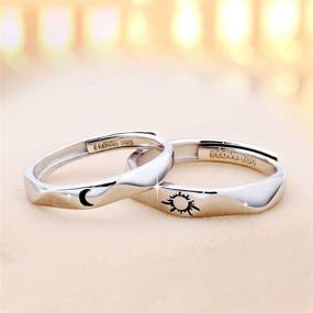 img 1 attached to 🌞 Beydodo 925 Silver Rings - Personalized Adjustable Sun and Moon Couple's Rings Engraved with 'I Love You' - Ideal for Wedding