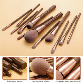 img 1 attached to 🌱 Eigshow Professional Vegan Makeup Brush Set - Premium Synthetic Brushes for Foundation, Powder, Blush, Blending, Concealers, Eye Shadows, Eyeliner - Coffee Cosmetic Kit with 12 Pieces and Brush Holder