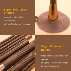 img 2 attached to 🌱 Eigshow Professional Vegan Makeup Brush Set - Premium Synthetic Brushes for Foundation, Powder, Blush, Blending, Concealers, Eye Shadows, Eyeliner - Coffee Cosmetic Kit with 12 Pieces and Brush Holder