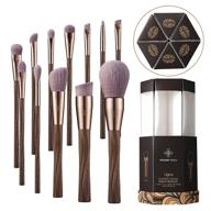 🌱 eigshow professional vegan makeup brush set - premium synthetic brushes for foundation, powder, blush, blending, concealers, eye shadows, eyeliner - coffee cosmetic kit with 12 pieces and brush holder logo