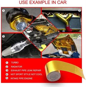 img 3 attached to 🚗 Enhance Car Performance with RASNONE 2PCS Gold Adhesive Backed Heat Barrier Tape – 2"x16.4ft Glassfiber Reflective Tape Wrap Roll for Car Intake Pipe & Engine Bay